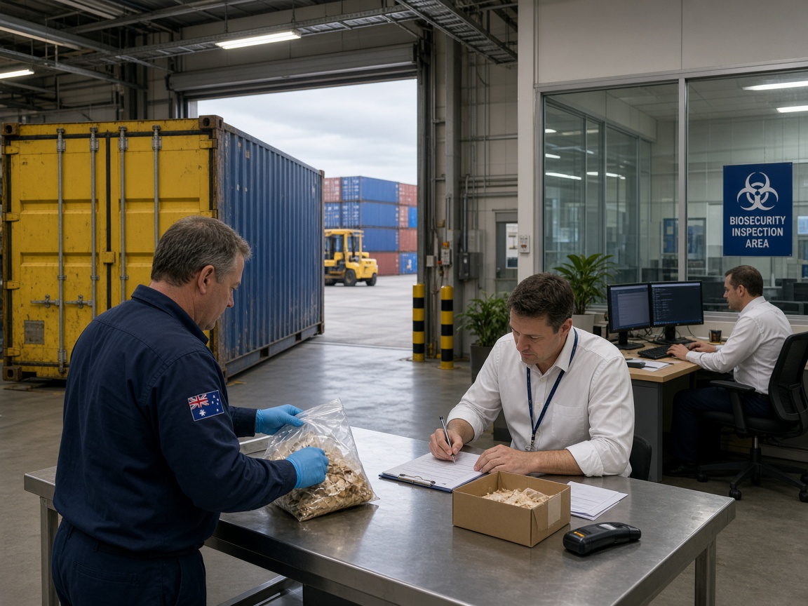 Biosecurity inspection area at an Australian cargo terminal