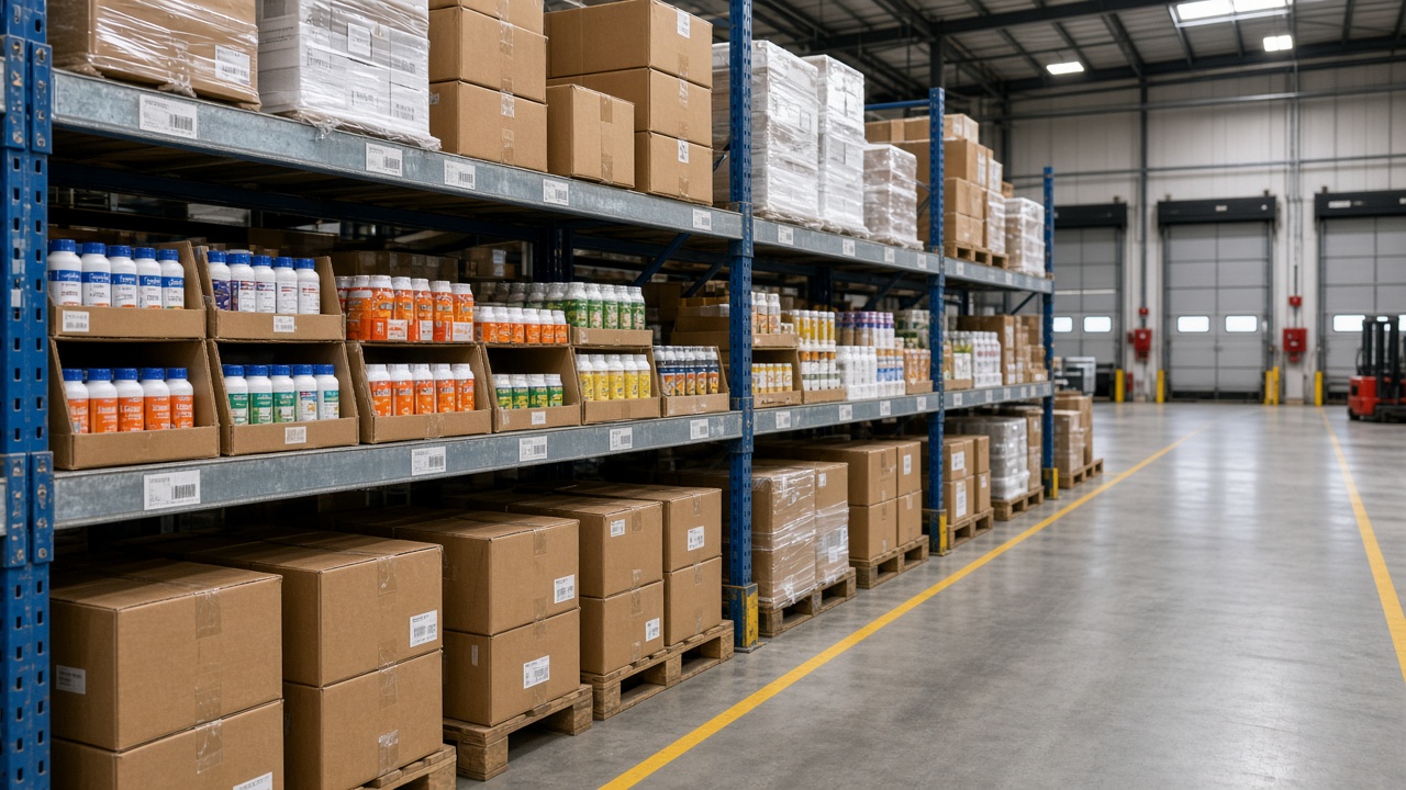 Warehouse pick face with fast-moving SKUs near dispatch doors